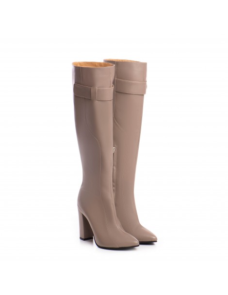 Cizme Block Grej Piele Naturala - The5thelement.ro