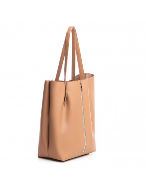 Geanta Dama Piele Naturala Nude Shopper XL - The5thelement.ro