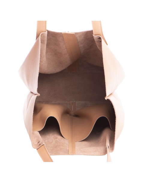 Geanta Dama Piele Naturala Nude Shopper XL - The5thelement.ro