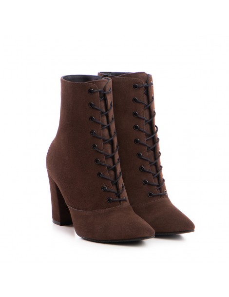 Ghete dama Lace-Up Maro Piele Naturala - The5thelement.ro