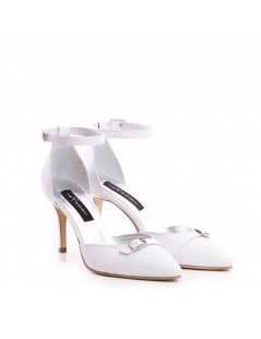 Pantofi stiletto piele naturala Alb Fiore - The5thelement.ro