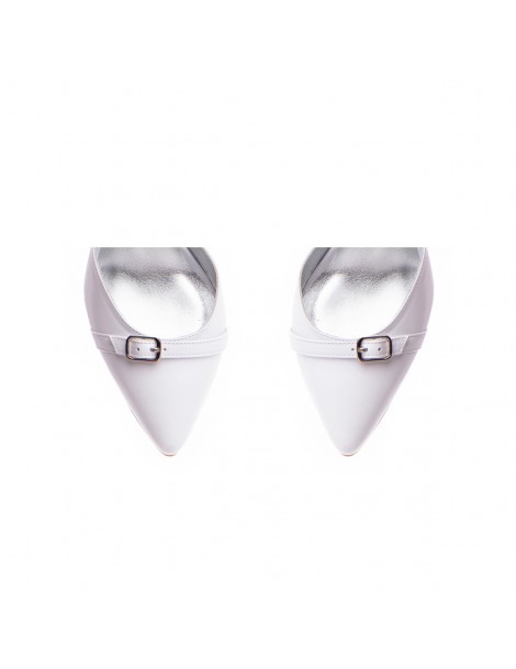 Pantofi stiletto piele naturala Alb Fiore - The5thelement.ro