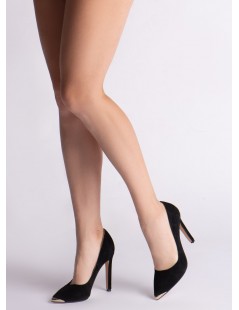 Pantofi stiletto piele naturala Negru Gold - The5thelement.ro