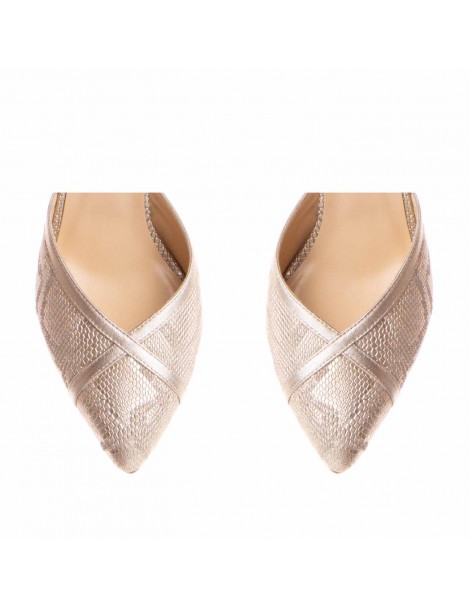 Pantofi Stiletto Piele Naturala Auriu Rihanna - The5thelement.ro