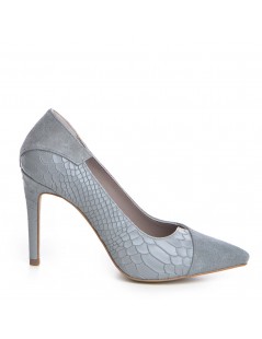 Pantofi stiletto piele naturala Gri Selma - The5thelement.ro