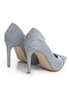 Pantofi stiletto piele naturala Gri Selma - The5thelement.ro