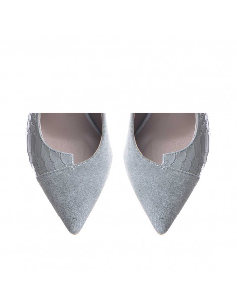 Pantofi stiletto piele naturala Gri Selma - The5thelement.ro
