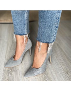 Pantofi stiletto piele naturala Gri Selma - The5thelement.ro