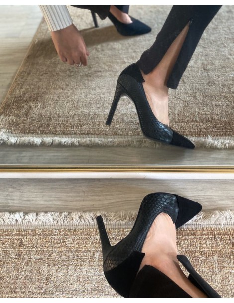 Pantofi stiletto piele naturala Negru Selma - The5thelement.ro