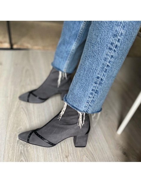 Botine Dama Piele Naturala Gri Kylie - The5thelement.ro