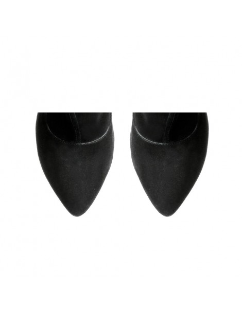 Ghete dama Piele Naturala Black Stretch Boots - The5thelement.ro