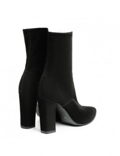 Ghete dama Piele Naturala Black Stretch Boots - The5thelement.ro