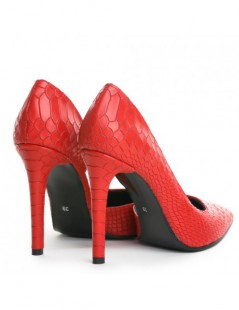 Pantofi stiletto piele naturala Rosu Cut - The5thelement.ro