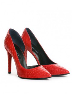 Pantofi stiletto piele naturala Rosu Cut - The5thelement.ro