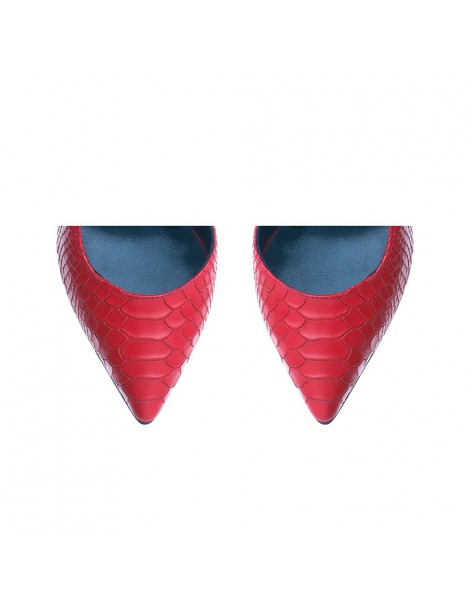 Pantofi stiletto piele naturala Rosu Cut - The5thelement.ro