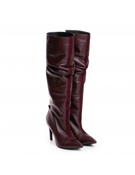 Cizme dama Piele Naturala Visiniu Dune - The5thelement.ro