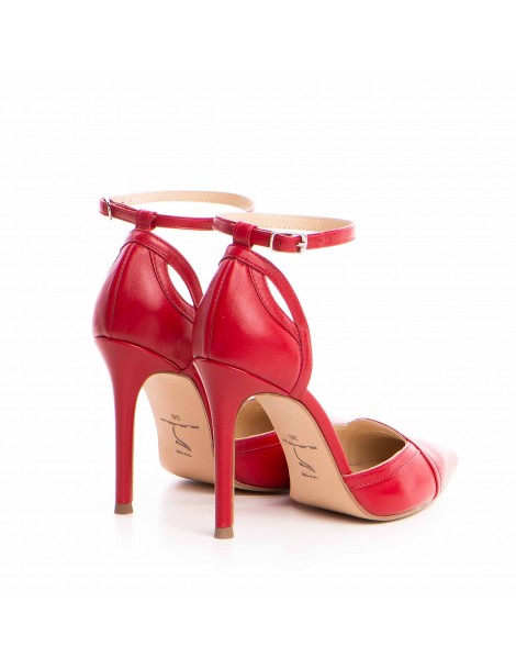 Pantofi stiletto piele naturala Rosu Ashanti - The5thelement.ro