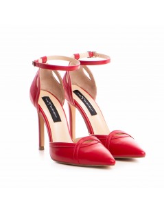 Pantofi stiletto piele naturala Rosu Ashanti - The5thelement.ro