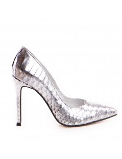 Pantofi stiletto piele naturala Argintiu Luxury - The5thelement.ro