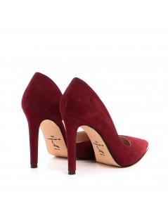 Pantofi stiletto piele naturala Visiniu Gold Cut - The5thelement.ro