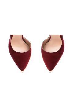 Pantofi stiletto piele naturala Visiniu Gold Cut - The5thelement.ro