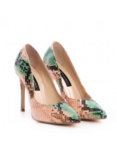 Pantofi stiletto piele naturala Verde Luxury - The5thelement.ro