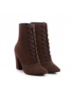 Ghete dama Lace-Up Maro Piele Naturala - The5thelement.ro