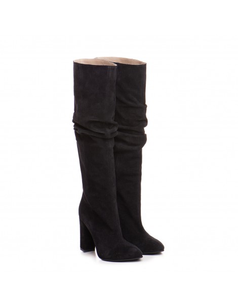 Cizme Dama Piele Naturala Negru Velur Clare - The5thelement.ro