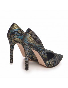 Pantofi stiletto piele naturala Negru Baroc - The5thelement.ro