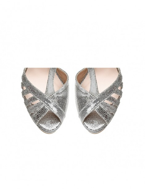 Sandale mireasa piele naturala Silver Sparkle Rendez Vous - The5thelement.ro