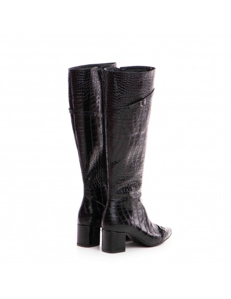 Cizme Dama Piele Naturala Negru Print Melina - The5thelement.ro