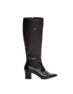 Cizme Dama Piele Naturala Negru Print Melina - The5thelement.ro