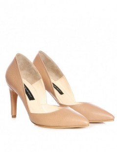 Pantofi stiletto piele naturala Nude Cappuccino - The5thelement.ro