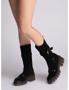 Bocanci dama Piele Naturala Negru Rave - The5thelement.ro