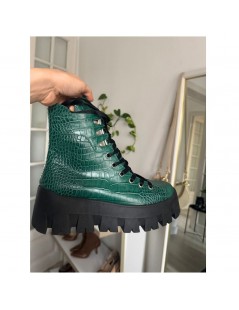 Bocanci dama Piele Naturala Verde Print Combat - The5thelement.ro
