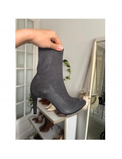 Botine Dama Piele Naturala Amora Gri - The5thelement.ro