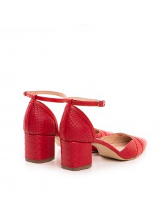 Pantofi cu toc gros piele Rosu Adele - The5thelement.ro