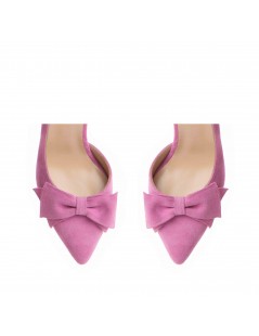 Pantofi stiletto piele naturala Roz Bow Cut - The5thelement.ro