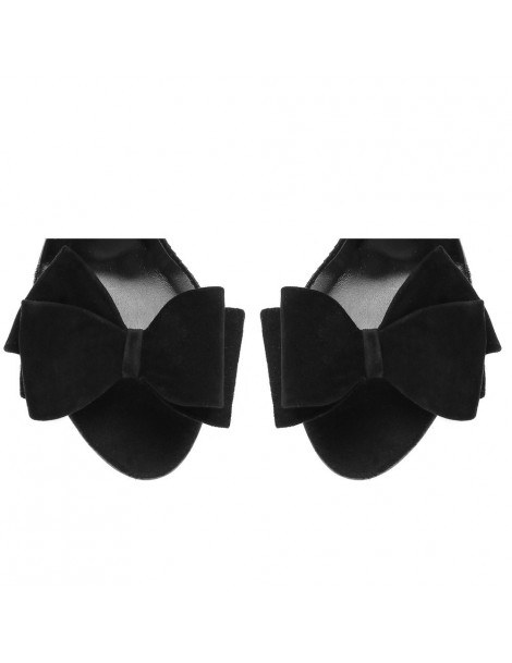 Sandale dama piele naturala Negru cu funda Simple - The5thelement.ro