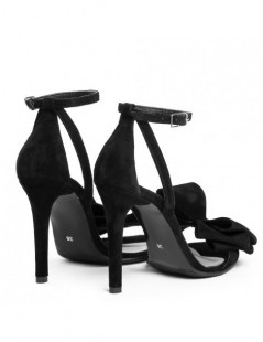 Sandale dama piele naturala Negru cu funda Simple - The5thelement.ro