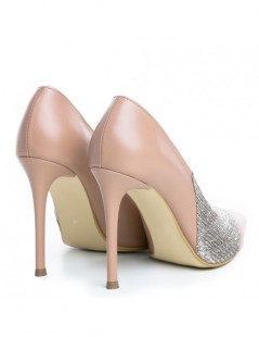 Pantofi stiletto piele naturala Nude Charlize - The5thelement.ro