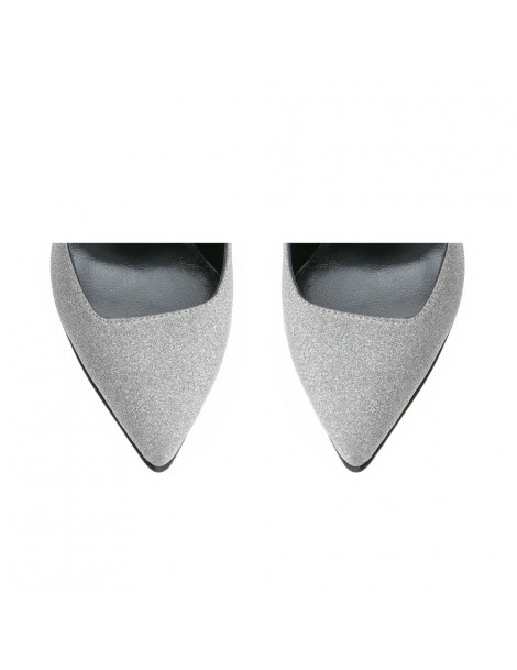 Pantofi stiletto piele naturala Argintiu Kim - The5thelement.ro