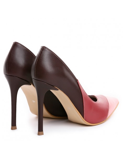 Pantofi stiletto piele naturala Burgundy Charlize - The5thelement.ro