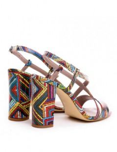 Sandale piele toc gros Yara Multicolor - The5thelement.ro