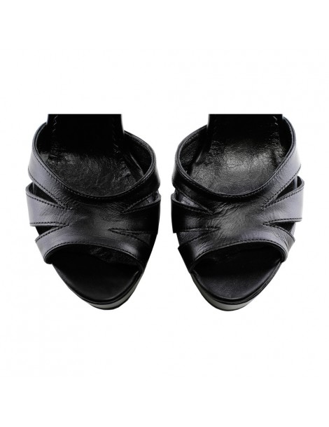 Sandale cu platforma piele naturala Black Vortex - The5thelement.ro