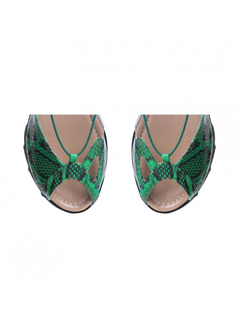 Sandale dama piele fara toc Verde Bunny - The5thelement.ro