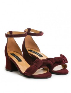 Sandale piele toc gros Zoe MARSALA - The5thelement.ro