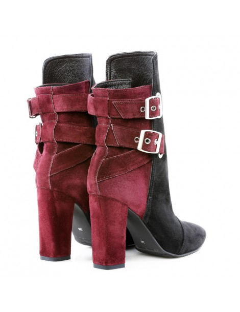 Ghete dama Piele Naturala Black Burgundy Rock the City - The5thelement.ro