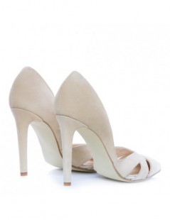 Pantofi stiletto piele naturala Nude Cut Out - The5thelement.ro