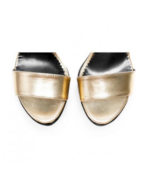 Sandale cu platforma piele naturala Gold Disco - The5thelement.ro